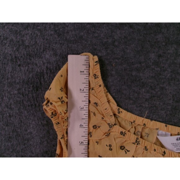 HM Crop Top Youth 14 Yellow Ditzy Floral Peplum Ruffle Sleeve Costal Cottage - Picture 4 of 10